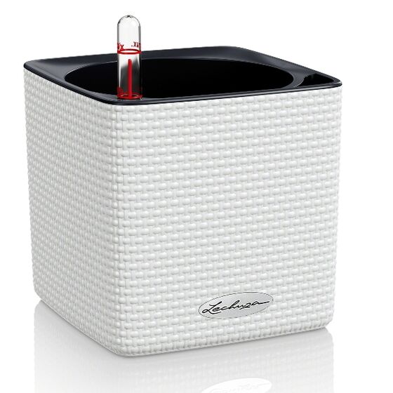 LECHUZA Cube Color14 Επιτραπέζια Γλάστρα 14x14x13.5cm Αυτοποτιζόμενη με Δοχείο ΛΕΥΚΗ Γερμανίας RedDot Award 2014/German Design Award 2016