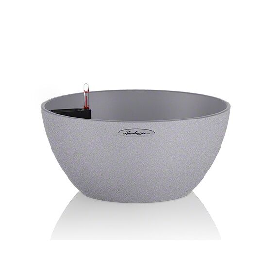 LECHUZA Cubeto Color40 Επιτραπέζια Γλάστρα Ø40x18.3cm Αυτοποτιζόμενη με Δοχείο Φύτευσης 11.5lt ΓΚΡΙ με Όψη Πέτρας Γερμανίας