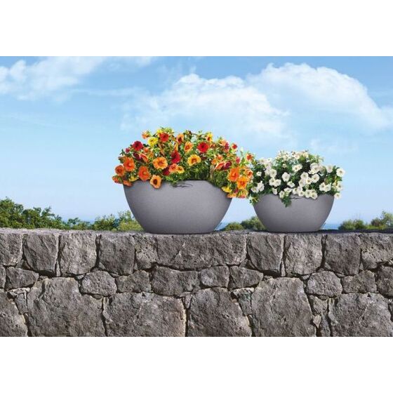 LECHUZA Cubeto Color40 Επιτραπέζια Γλάστρα Ø40x18.3cm Αυτοποτιζόμενη με Δοχείο Φύτευσης 11.5lt ΓΚΡΙ με Όψη Πέτρας Γερμανίας