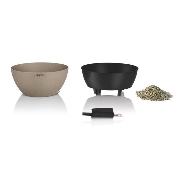 LECHUZA Cubeto Color40 Επιτραπέζια Γλάστρα Ø40x18.3cm Αυτοποτιζόμενη με Δοχείο Φύτευσης 11.5lt ΜΠΕΖ με Όψη Πέτρας Γερμανίας