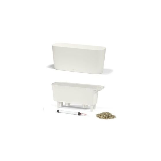 LECHUZA Delta10 Επιτραπέζια Γλάστρα 30x11x13cm Αυτοποτιζόμενη με Δοχείο Φύτευσης ΛΕΥΚΗ Γερμανίας RedDot Award 2009/Designpreis Deutchland 2010