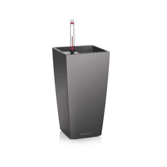 LECHUZA Maxi-Cubi Επιτραπέζια Γλάστρα 14x14x26cm Αυτοποτιζόμενη με Δοχείο Φύτευσης ΑΝΘΡΑΚΙ Γερμανίας