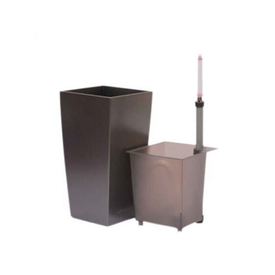 LECHUZA Maxi-Cubi Επιτραπέζια Γλάστρα 14x14x26cm Αυτοποτιζόμενη με Δοχείο Φύτευσης ΑΝΘΡΑΚΙ Γερμανίας