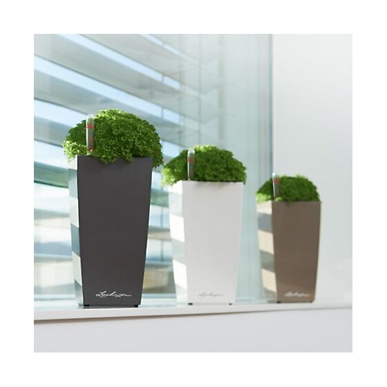 LECHUZA Mini-Cubi Επιτραπέζια Γλάστρα 9.5x9.5x18.5cm Αυτοποτιζόμενη με Δοχείο Φύτευσης ΑΝΘΡΑΚΙ Γερμανίας