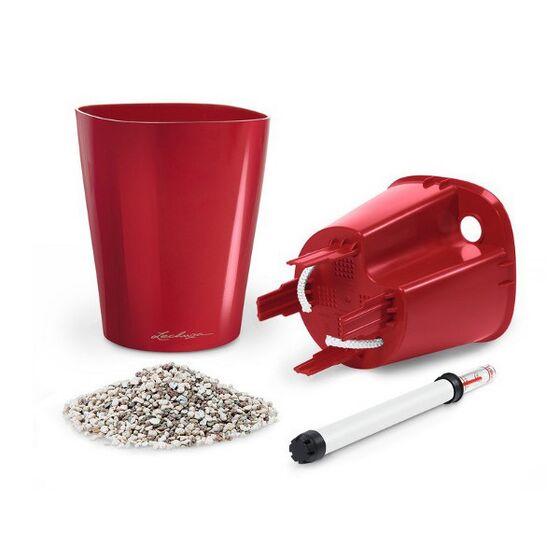 LECHUZA Mini Deltini Επιτραπέζια Γλάστρα 10x10x13cm Αυτοποτιζόμενη με Δοχείο Φύτευσης ΚΟΚΚΙΝΗ Γερμανίας iF Product Design Award 2012