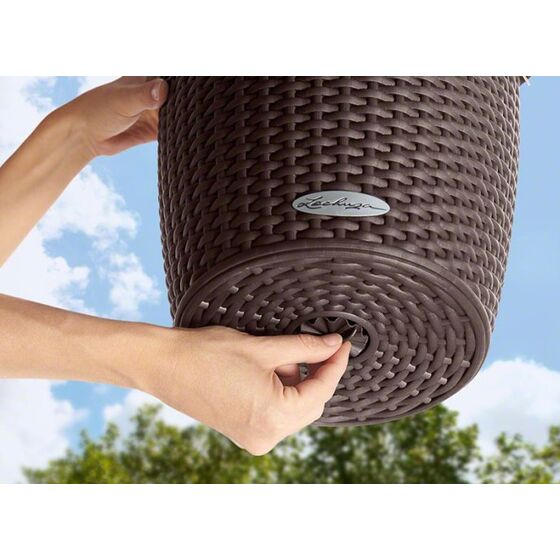 LECHUZA Nido Cottage Κρεμαστή Γλάστρα Ø27x23cm Στρογγυλή Αυτοποτιζόμενη με Δοχείο Φύτευσης Ανοξείδωτο Αξεσουάρ Κρέμασης ΑΝΘΡΑΚΙ Γερμανίας