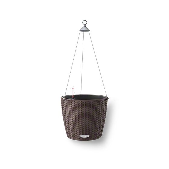 LECHUZA Nido Cottage Κρεμαστή Γλάστρα Ø27x23cm Στρογγυλή Αυτοποτιζόμενη με Δοχείο Φύτευσης Ανοξείδωτο Αξεσουάρ Κρέμασης ΚΑΦΕ-ΜΟΚΑ Γερμανίας