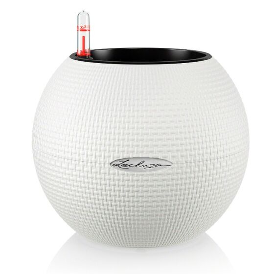 LECHUZA Puro20 Επιτραπέζια Γλάστρα Ø20x16cm Σφαιρική Αυτοποτιζόμενη με Δοχείο Φύτευσης 1.2lt ΛΕΥΚΗ Γερμανίας RedDot Award 2014/German Design Award 2016