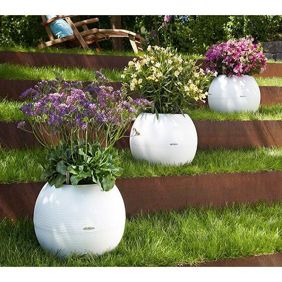 LECHUZA Puro20 Επιτραπέζια Γλάστρα Ø20x16cm Σφαιρική Αυτοποτιζόμενη με Δοχείο Φύτευσης 1.2lt ΛΕΥΚΗ Γερμανίας RedDot Award 2014/German Design Award 2016