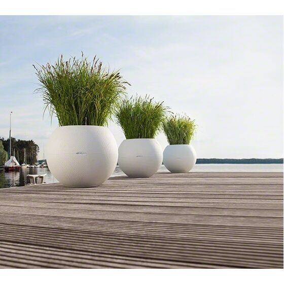 LECHUZA Puro20 Επιτραπέζια Γλάστρα Ø20x16cm Σφαιρική Αυτοποτιζόμενη με Δοχείο Φύτευσης 1.2lt ΛΕΥΚΗ Γερμανίας RedDot Award 2014/German Design Award 2016