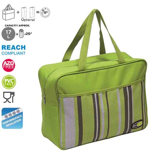 GIOSTYLE Ιταλίας Ισοθερμική Τσάντα 37x14x27cm Πάχος 6mm 17lt Πολυεστέρας 600D MAX Απόδοση 11 Ώρες Πιστοποιήσεις Azo FREE/REACH CAPRICE SQUARE Πράσινη