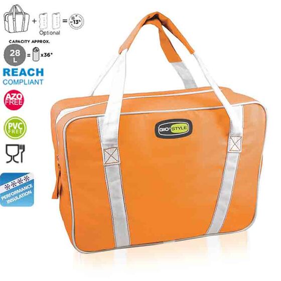 GIOSTYLE Ιταλίας Ισοθερμική Τσάντα 39x20x33cm Πάχος 6mm 28lt Πολυεστέρας 300D MAX Απόδοση 13 Ώρες Πιστοποιήσεις Azo FREE/REACH EVO LARGE Πορτοκαλί