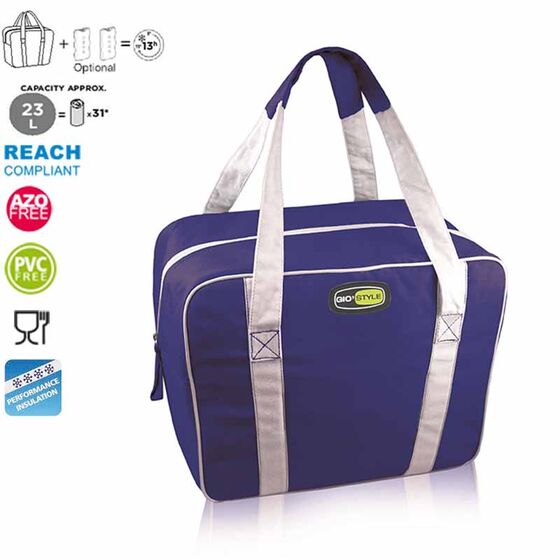 GIOSTYLE Ιταλίας Ισοθερμική Τσάντα 38x16x30cm Πάχος 6mm 23lt Πολυεστέρας 300D MAX Απόδοση 13 Ώρες Πιστοποιήσεις Azo FREE/REACH EVO MEDIUM Μπλε