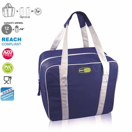 GIOSTYLE Ιταλίας Ισοθερμική Τσάντα 34x12x24cm Πάχος 6mm 12lt Πολυεστέρας 300D MAX Απόδοση 13 Ώρες Πιστοποιήσεις Azo FREE/REACH EVO SMALL Μπλε
