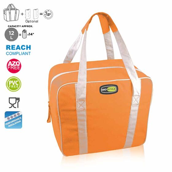 GIOSTYLE Ιταλίας Ισοθερμική Τσάντα 34x12x24cm Πάχος 6mm 12lt Πολυεστέρας 300D MAX Απόδοση 13 Ώρες Πιστοποιήσεις Azo FREE/REACH EVO SMALL Πορτοκαλί