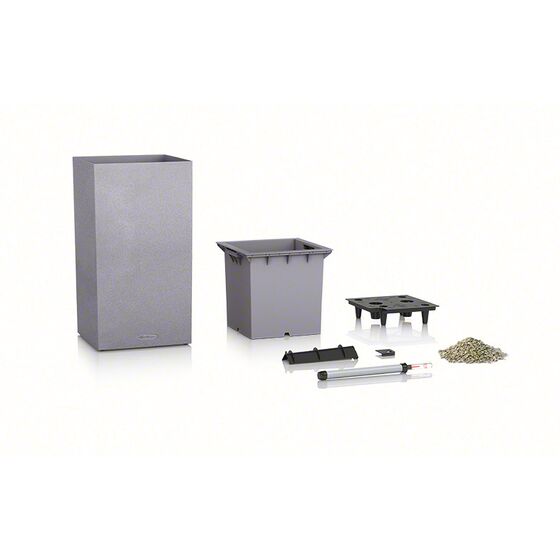 LECHUZA Canto Color Στήλη 30 Επιδαπέδια Γλάστρα 30x30x56cm Αυτοποτιζόμενη με Δοχείο ΓΚΡΙ με όψη ΦΥΣΙΚΗ ΠΕΤΡΑ Γερμανίας