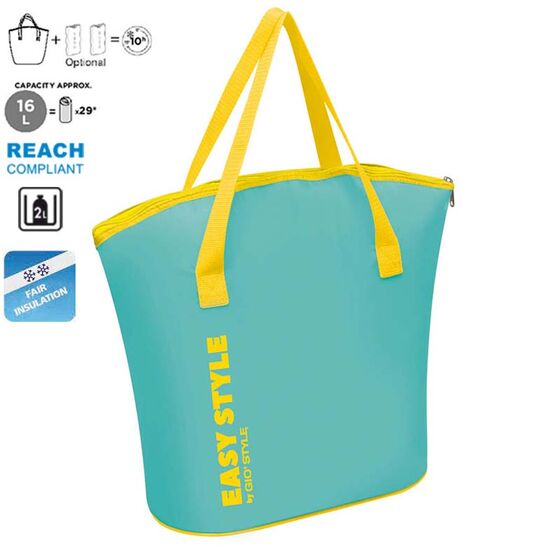 GIOSTYLE Ιταλίας Ισοθερμική Τσάντα 41.5x17.5x38.5cm Πάχος 4mm 16lt Πολυεστέρας 70D MAX Απόδοση 10 Ώρες Πιστοποίηση REACH S-BAG Γαλάζιο-Κίτρινο