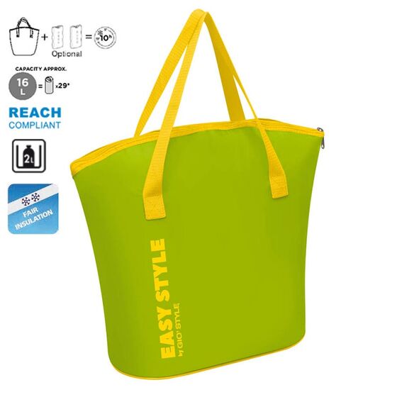 GIOSTYLE Ιταλίας Ισοθερμική Τσάντα 41.5x17.5x38.5cm Πάχος 4mm 16lt Πολυεστέρας 70D MAX Απόδοση 10 Ώρες Πιστοποίηση REACH S-BAG Πράσινο-Κίτρινο