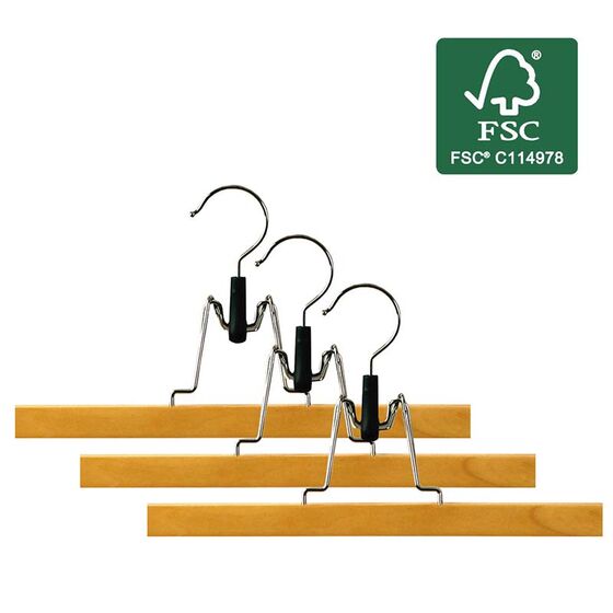 ORDINETT Ιταλίας Κρεμάστρες Ρούχων 33x2x15cm (x3) από Οικολογικό Ξύλο με Πιστοποίηση FSC ΣΕΤ 3 Τεμαχίων PANTS HANGER Καφέ