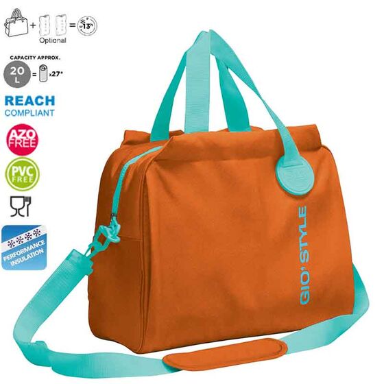 GIOSTYLE Ιταλίας Ισοθερμική Τσάντα 40.5x17x31.5cm Πάχος 6mm 20lt Πολυεστέρας 300D MAX Απόδοση 13 Ώρες Πιστοποιήσεις Azo FREE/REACH SORBETTO L Πορτοκαλί