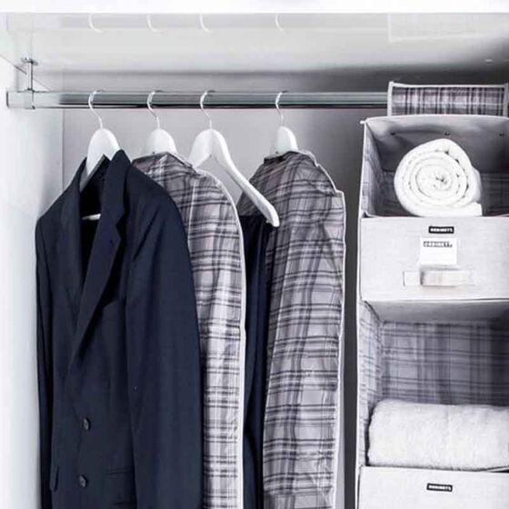 ORDINETT Ιταλίας Θήκη Φύλαξης Κουστουμιών και Παλτών 60x135cm Πολυεστέρας 0.17kg TARTAN 1/135 Διάφανη-Μπεζ Καρό