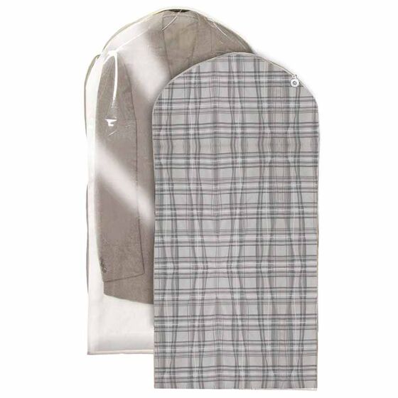 ORDINETT Ιταλίας Θήκη Φύλαξης Κουστουμιών και Παλτών 60x135cm Πολυεστέρας 0.17kg TARTAN 1/135 Διάφανη-Μπεζ Καρό