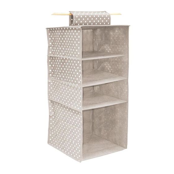 ORDINETT Ιταλίας Κρεμαστή Θήκη Οργάνωσης Ρούχων 33x33x82cm TNT 0.55kg CAMARGUE ORGANIZER 4 Μπεζ Πουά