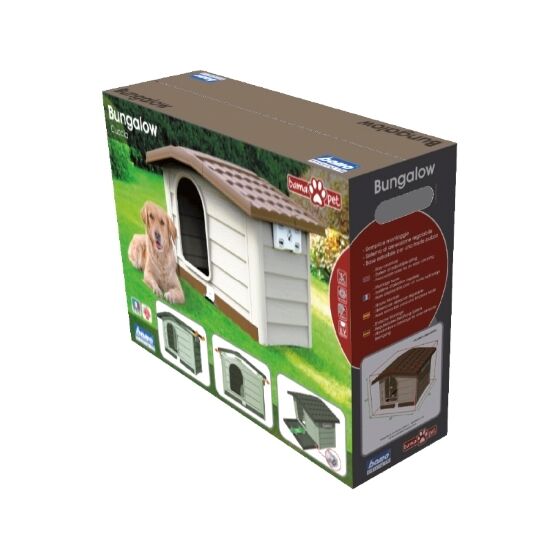 BAMA Ιταλίας Σπίτι Σκύλου 110x94x77cm X LARGE με Ρυθμιζόμενη Οροφή και Αφαιρούμενο Πάτωμα 15kg Μπεζ/Καφέ BUNGALOW LARGE