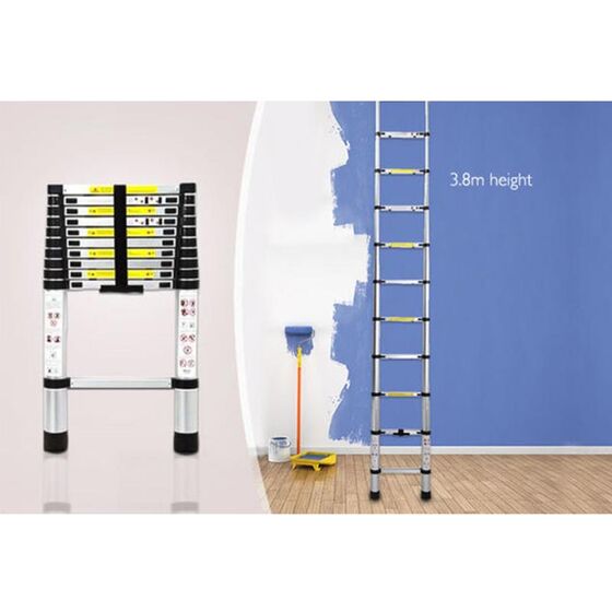 Τηλεσκοπική Σκάλα 3.78m Αλουμινίου με 13 Σκαλιά Βάρος 10.8kg MAX Αντοχή 150kg με 13 σκαλιά