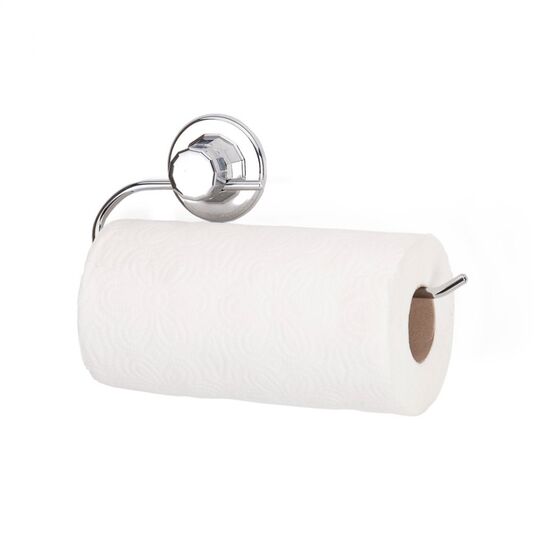 TEKNO-TEL Χαρτοθήκη Τοίχου για Ρολό Κουζίνας 27x4x12cm Πάχος Ø7mm Αντοχή 12kg Επιχρωμιωμένο Ατσάλι με Βεντούζα EXTRA STRONG