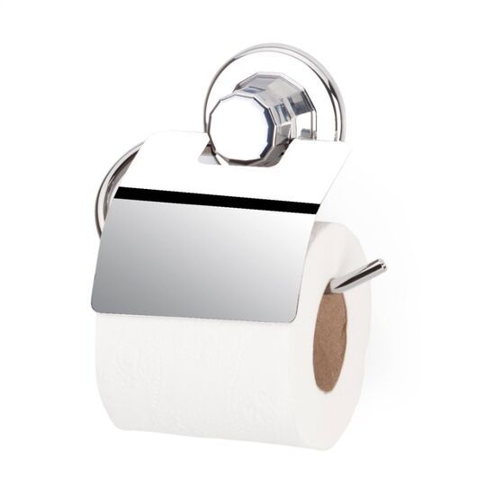 TEKNO-TEL Χαρτοθήκη με Κάλυμμα 16x5x16cm Πάχος Ø7mm Αντοχή 12kg Επιχρωμιωμένο Ατσάλι με Βεντούζα EXTRA STRONG