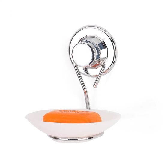 TEKNO-TEL Σαπουνοθήκη Τοίχου 8x13x10cm Αντοχή 12kg Επιχρωμιωμένο Ατσάλι με Βεντούζα EXTRA STRONG