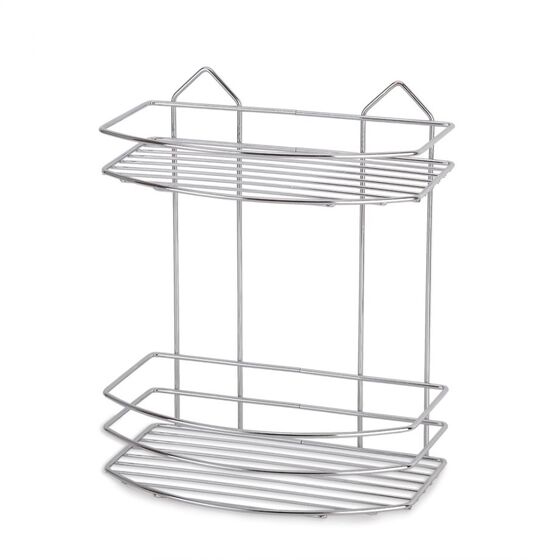 TEKNO-TEL Ραφιέρα Μπάνιου 2όροφη 24x15x30cm Πάχος Ø4mm Βάρος 0.6kg Επιχρωμιωμένο Ατσάλι