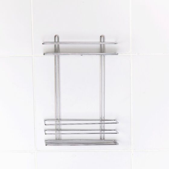 TEKNO-TEL Ραφιέρα Μπάνιου Τοίχου 2όροφη 25x11x37cm Πάχος Ø5mm Επιχρωμιωμένο Ατσάλι