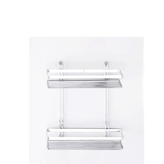 TEKNO-TEL Ραφιέρα Μπάνιου Τοίχου 2όροφη Μπάνιου 25x12x27cm Πάχος Ø5mm Επιχρωμιωμένο Ατσάλι