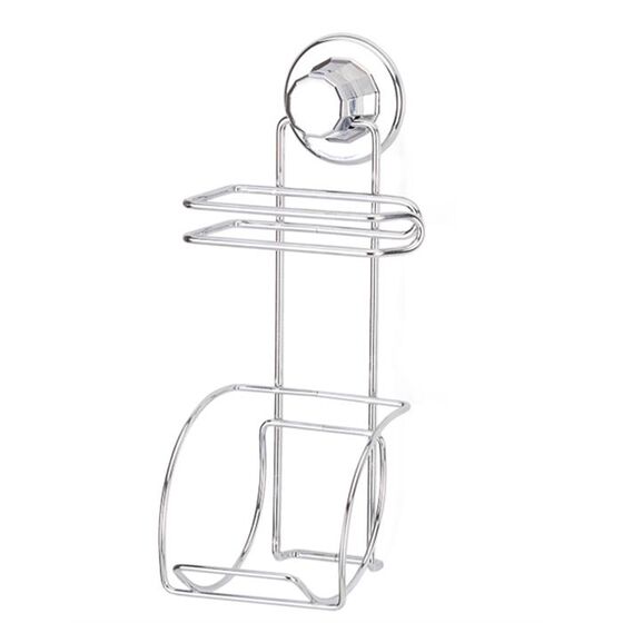 TEKNO-TEL Χαρτοθήκη Τοίχου με Ρεζέρβα 13x13x25cm Πάχος Ø7mm Αντοχή 12kg Επιχρωμιωμένο Ατσάλι με Βεντούζα EXTRA STRONG