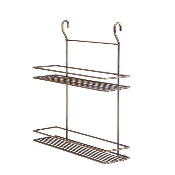 TEKNO-TEL Κρεμαστή Ραφιέρα 2όροφη Κουζίνας 40x11x46cm Επιχρωμιωμένο Ατσάλι ANTIQUE