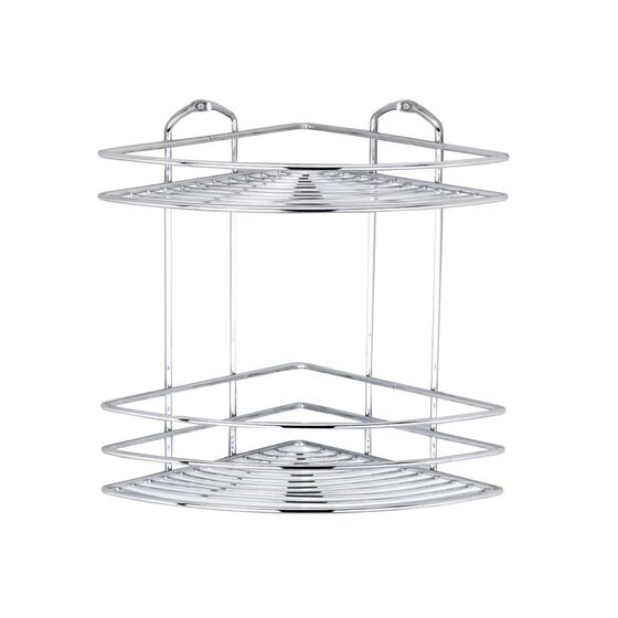 TEKNO-TEL Γωνιακή Ραφιέρα Μπάνιου 27x19x28cm Πάχος Ø5mm Ανοξείδωτο Ατσάλι (INOX)