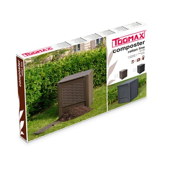 TOOMAX FASHION ITALY 300lt Κομποστοποιητής-Κάδος Κομποστοποίησης Πλαστικός Κήπου 60x60x83cm Καφέ Σκούρο RATTAN STYLE COMPOSTER