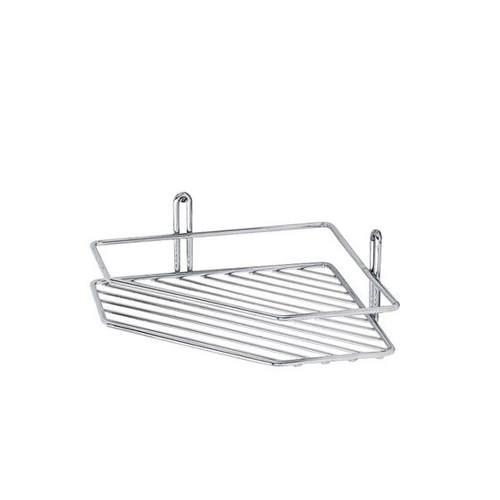 TEKNO-TEL Γωνιακή Ραφιέρα Μπάνιου Τοίχου 27.5x20x8cm Πάχος Ø5mm Επιχρωμιωμένο Ατσάλι