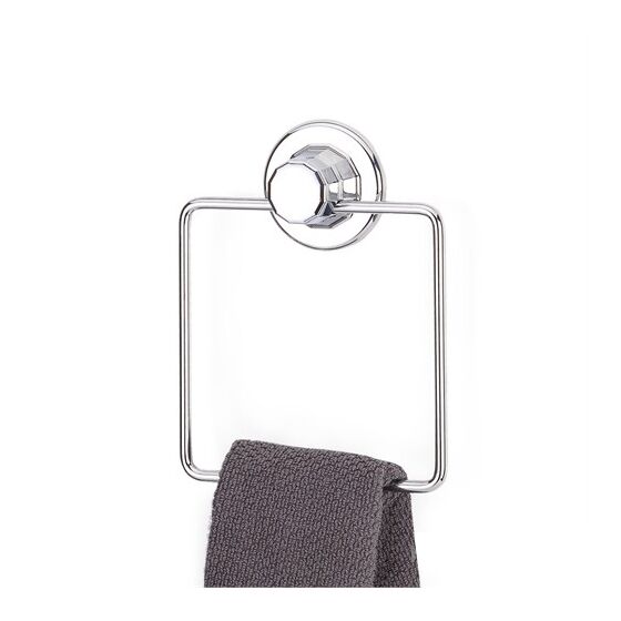 TEKNO-TEL Πετσετοθήκη Μπάνιου Τετράγωνη 16x4x16cm Πάχος Ø7mm Αντοχή 12kg Επιχρωμιωμένο Ατσάλι με Βεντούζα EXTRA STRONG