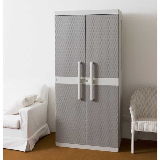 TOOMAX Ιταλίας XXL Πλαστική Ντουλάπα 89x54x190cm 29kg με Χώρισμα-6 Χώρους MAX Αντοχή 220kg RATTAN XXL GREY/WARM GREY TUV/GS FASHION