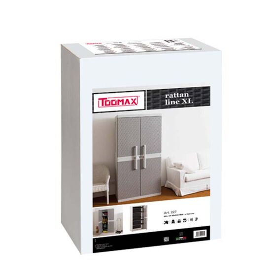 TOOMAX Ιταλίας Πλαστική Ντουλάπα 89x54x190cm 29kg με 4 Ρυθμιζόμενα Ράφια- 5 Χώρους MAX Αντοχή 220kg RATTAN XXL GREY/WARM GREY TUV/GS FASHION