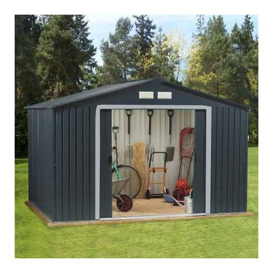 STEELEN Μεταλλική Αποθήκη Κήπου - Σπιτάκι Κήπου 261x301x198 (8.6'x9.9') 7.3m² Γαλβανιζέ Polis Γκρι