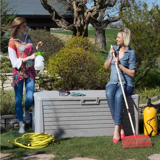 TOOMAX Ιταλίας Πλαστικό Μπαούλο 148x72x60cm 550lt 22.5kg Massif Καπάκι-Κάθισμα 2 Ατόμων FLORIDA WARM GREY