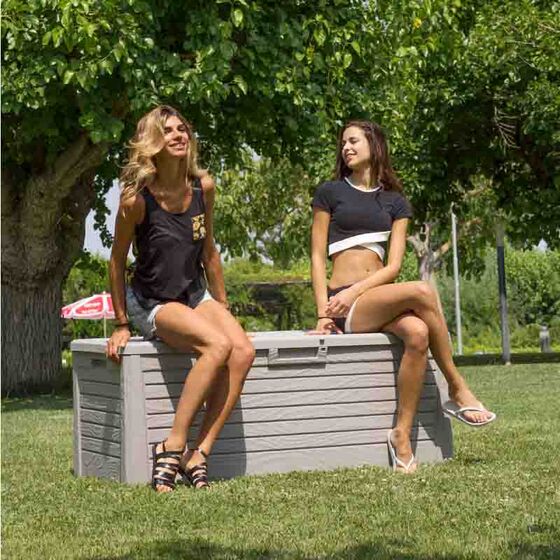 TOOMAX Ιταλίας Πλαστικό Μπαούλο 148x72x60cm 550lt 22.5kg Massif Καπάκι-Κάθισμα 2 Ατόμων FLORIDA WARM GREY