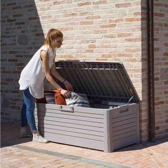 TOOMAX Ιταλίας Πλαστικό Μπαούλο 148x72x60cm 550lt 22.5kg Massif Καπάκι-Κάθισμα 2 Ατόμων FLORIDA WARM GREY