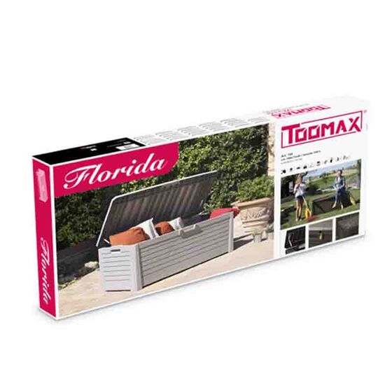 TOOMAX Ιταλίας Πλαστικό Μπαούλο 148x72x60cm 550lt 22.5kg Massif Καπάκι-Κάθισμα 2 Ατόμων FLORIDA WARM GREY