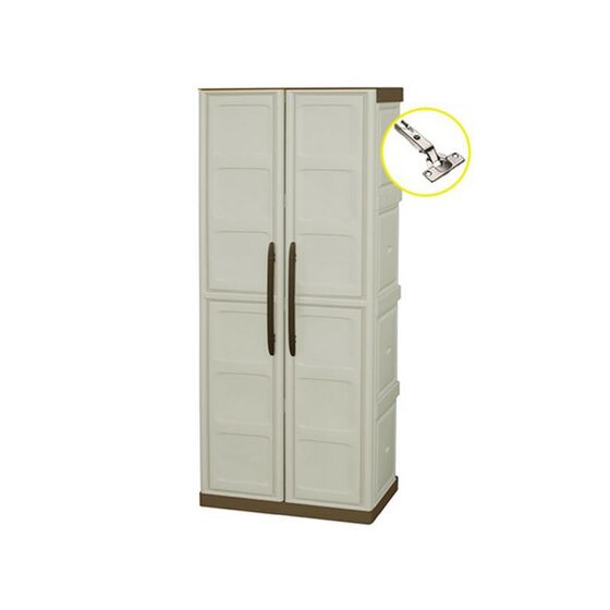 ARTPLAST Ιταλίας Πλαστική Ντουλάπα 17kg 70x39x165cm MASSIF 2φυλλη 4 χώρων (Μεταλλικοί Μεντεσέδες) Μπεζ-Καφέ STEEL