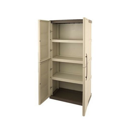 ARTPLAST Ιταλίας Πλαστική Ντουλάπα 17kg 70x39x165cm MASSIF 2φυλλη 4 χώρων (Μεταλλικοί Μεντεσέδες) Μπεζ-Καφέ STEEL